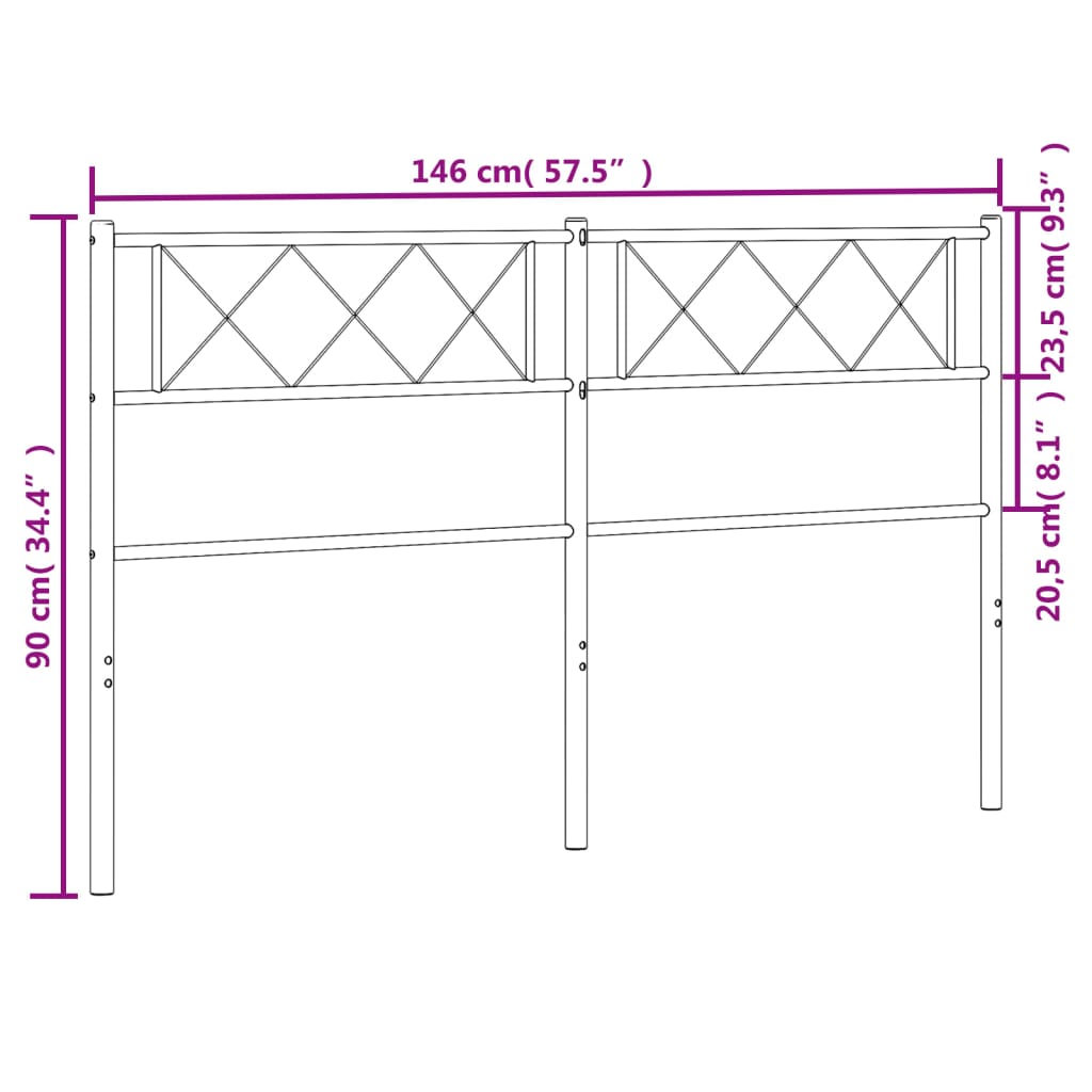 vidaXL Tăblie de pat metalică, negru, 140 cm