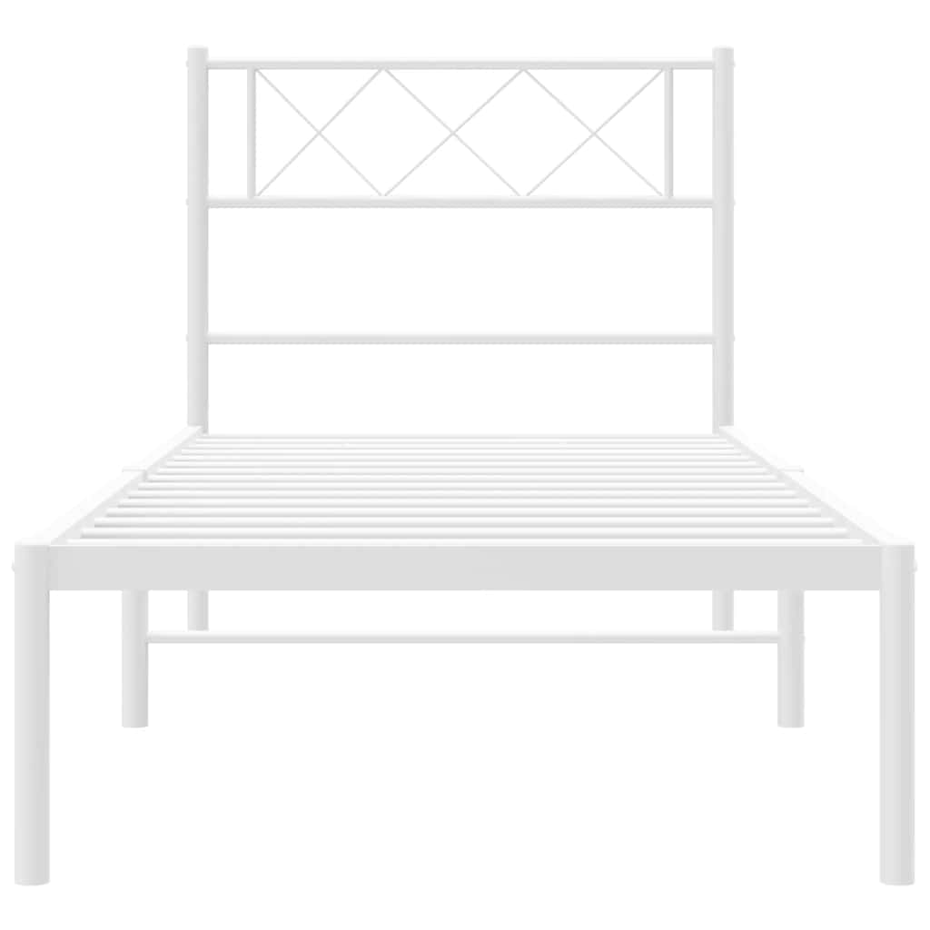 vidaXL Cadru de pat din metal cu tăblie, alb, 100x200 cm