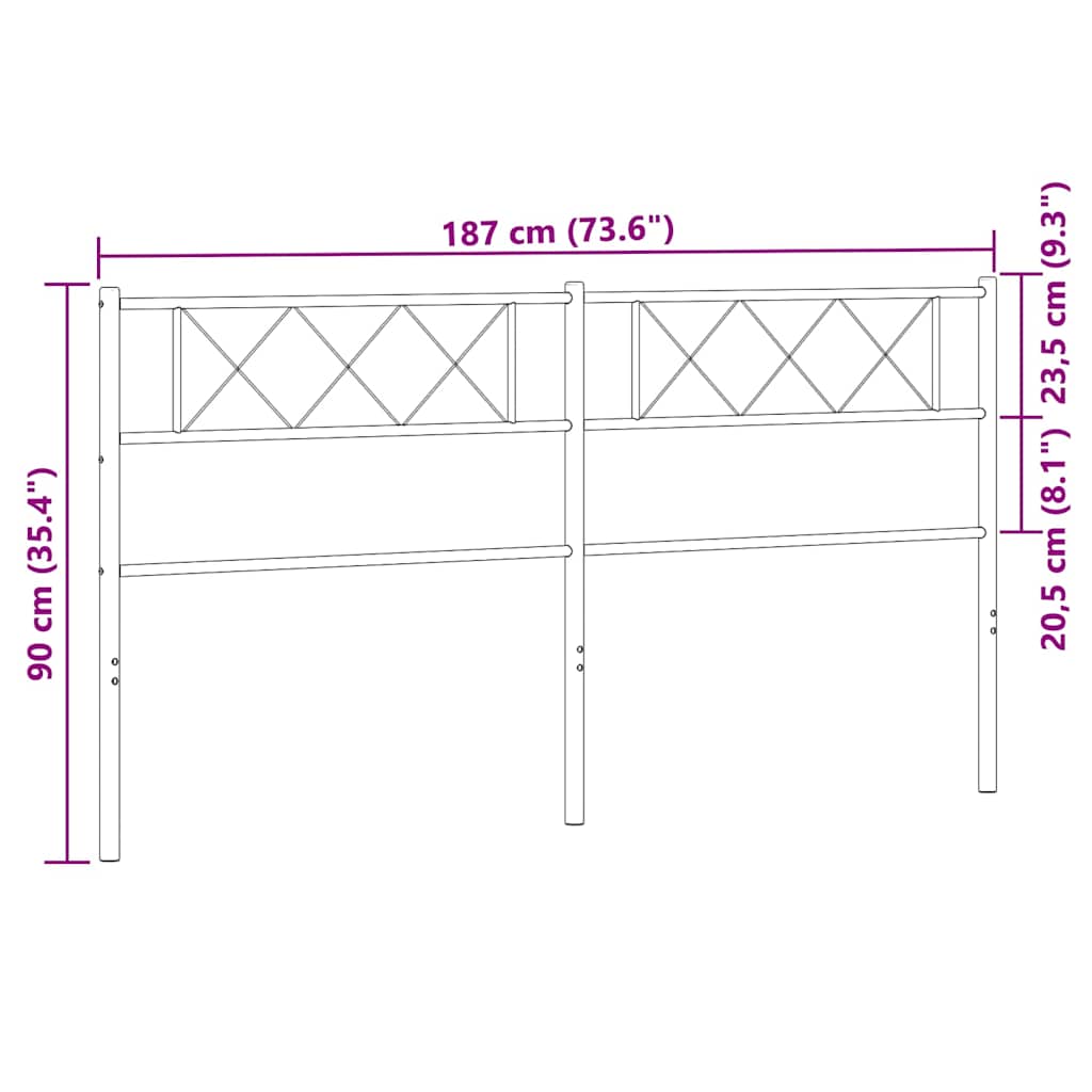 vidaXL Tăblie de pat metalică, alb, 180 cm