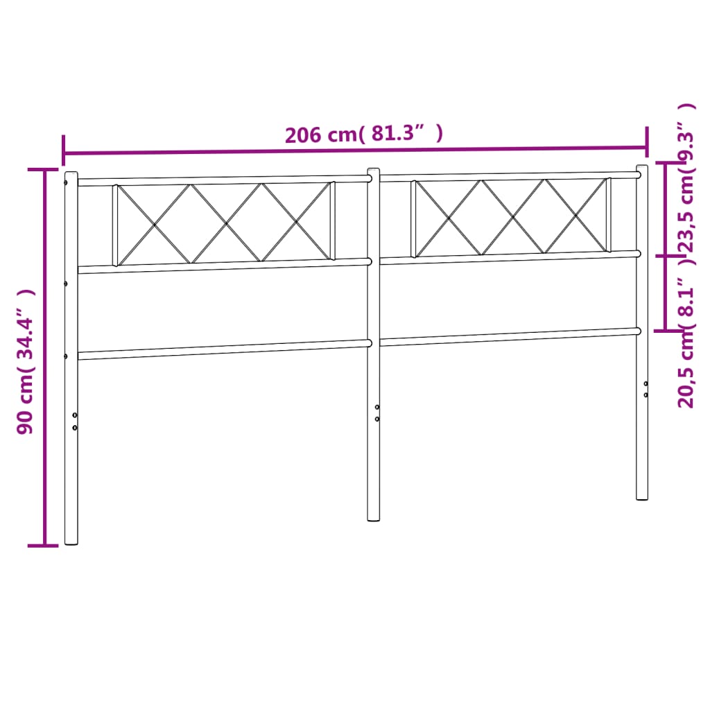 vidaXL Tăblie de pat metalică, alb, 200 cm vidaXL Tăblie de pat metalică, alb, 200 cm