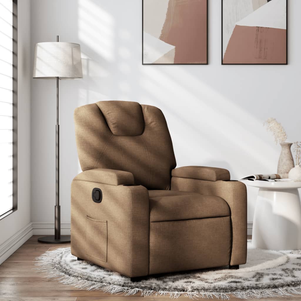 vidaXL Fotoliu rabatabil, maro, material textil