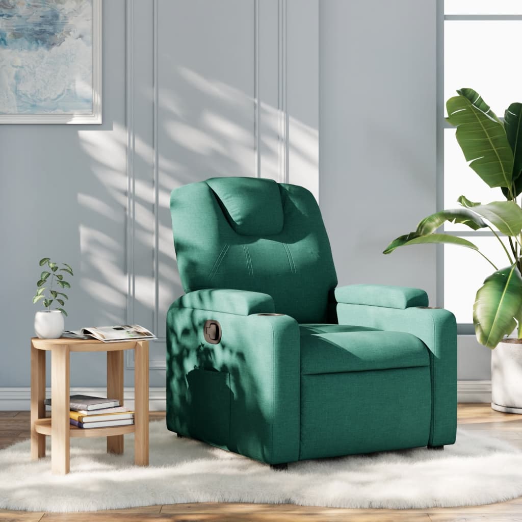 vidaXL Fotoliu rabatabil, verde închis, material textil vidaXL Fotoliu rabatabil, verde închis, material textil
