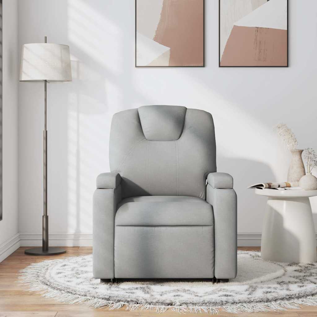 vidaXL Fotoliu de masaj rabatabil, gri deschis, textil