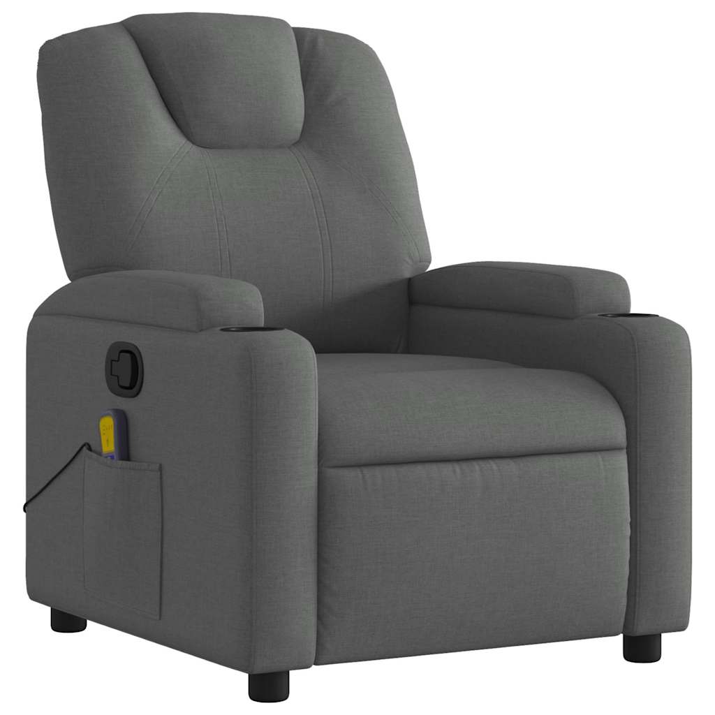 vidaXL Fotoliu de masaj rabatabil, gri închis, material textil