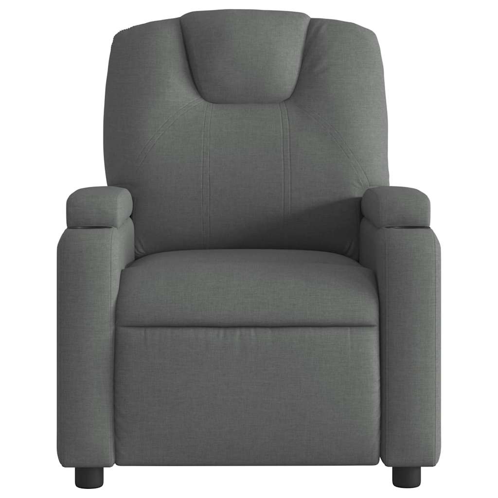 vidaXL Fotoliu de masaj rabatabil, gri închis, material textil