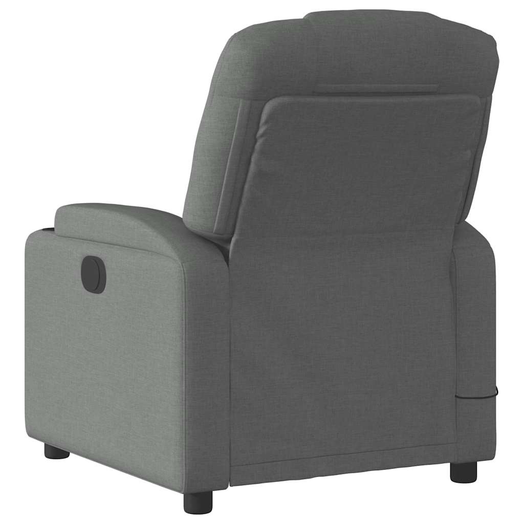 vidaXL Fotoliu de masaj rabatabil, gri închis, material textil