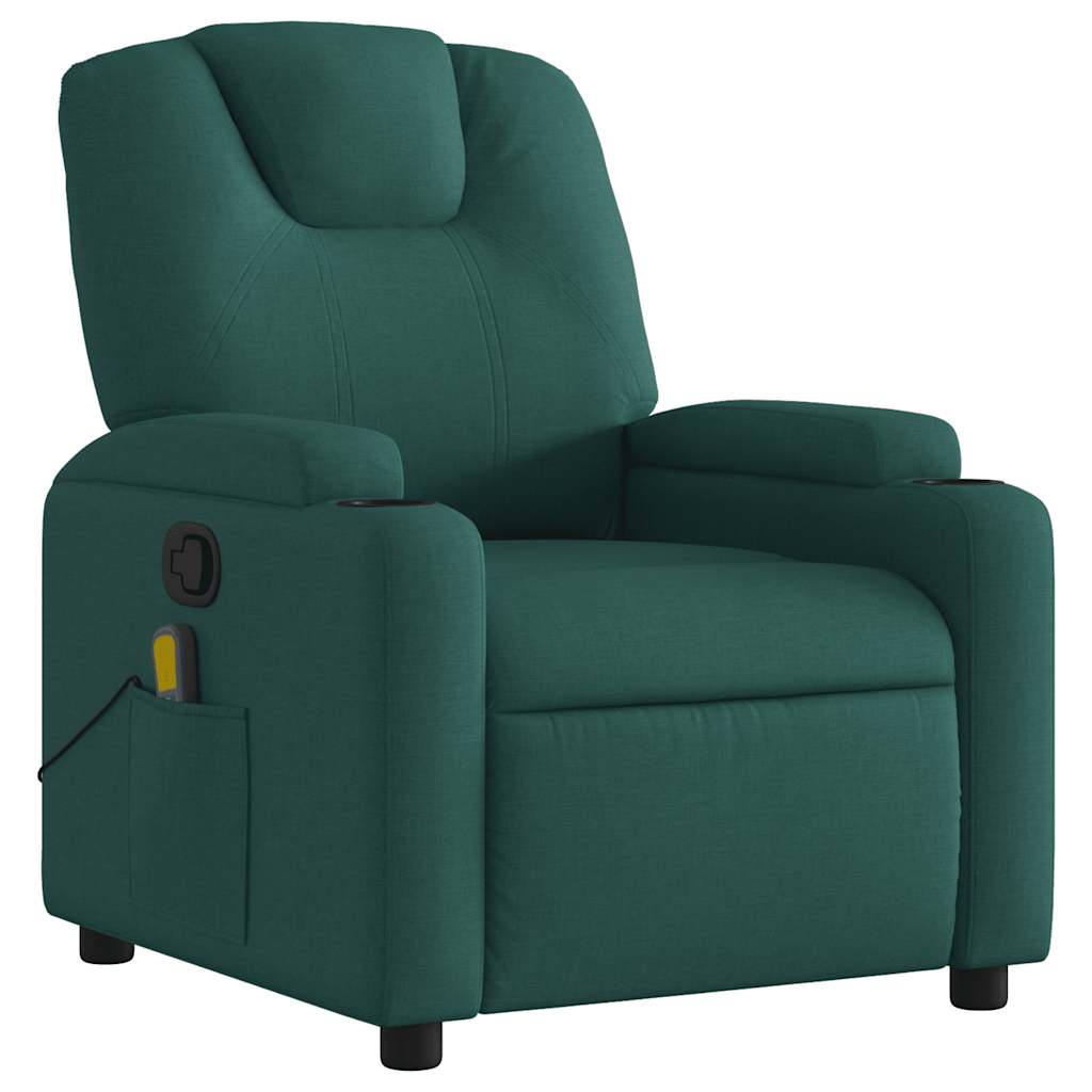 vidaXL Fotoliu de masaj rabatabil, verde închis, material textil vidaXL Fotoliu de masaj rabatabil, verde închis, material textil