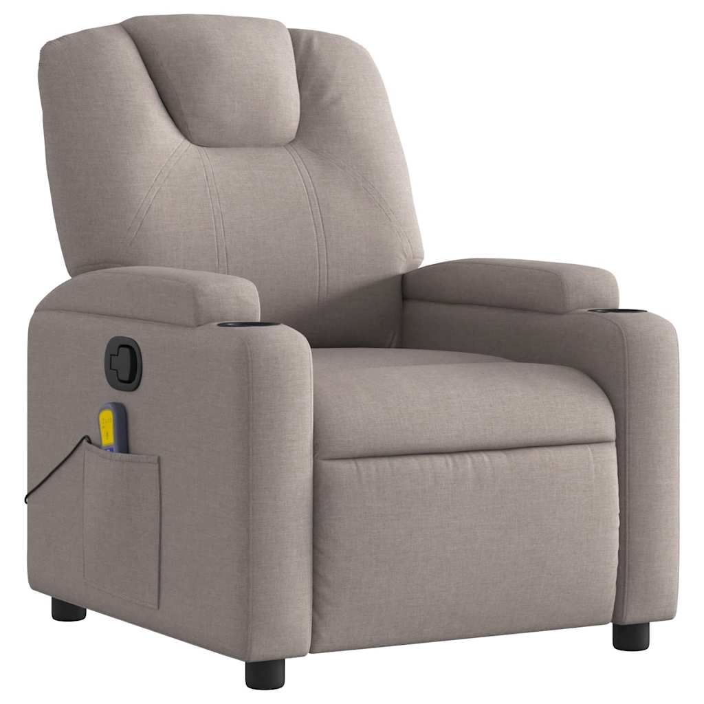 vidaXL Fotoliu de masaj rabatabil, gri taupe, material textil