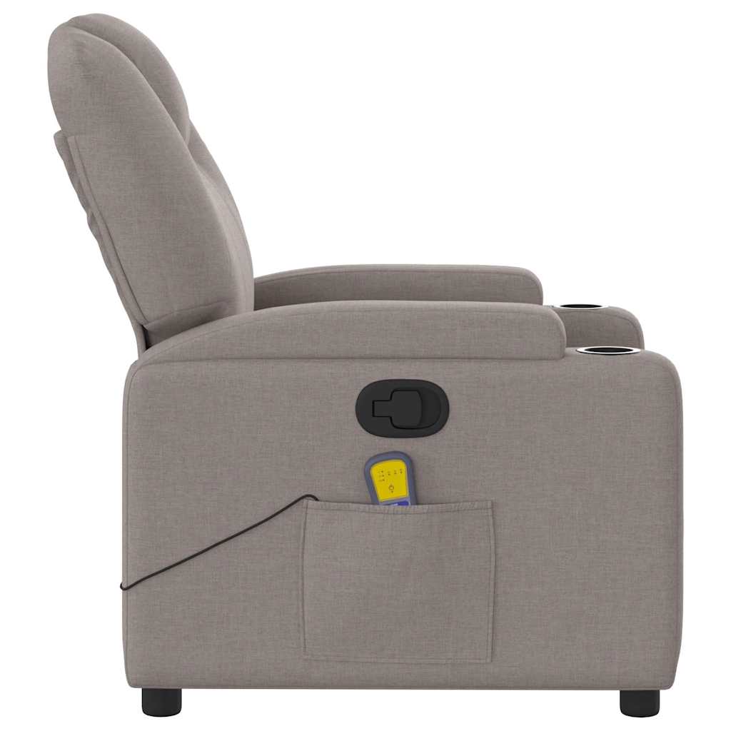 vidaXL Fotoliu de masaj rabatabil, gri taupe, material textil