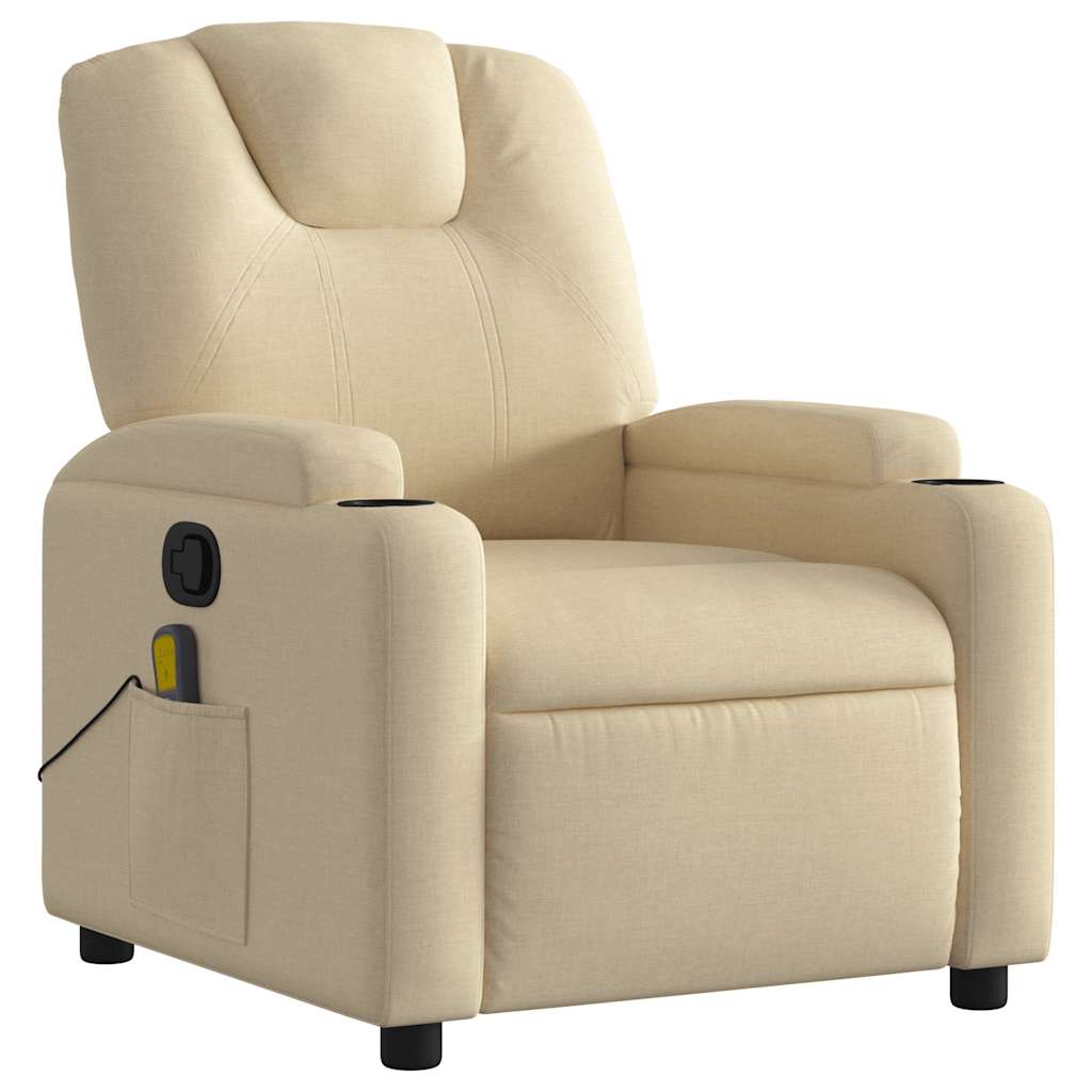 vidaXL Fotoliu rabatabil de masaj, crem, material textil