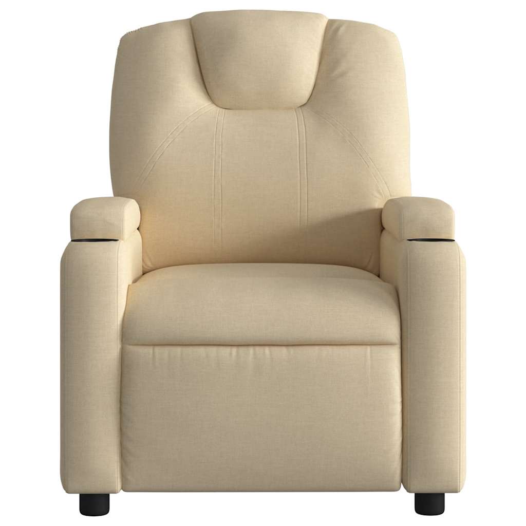 vidaXL Fotoliu rabatabil de masaj, crem, material textil