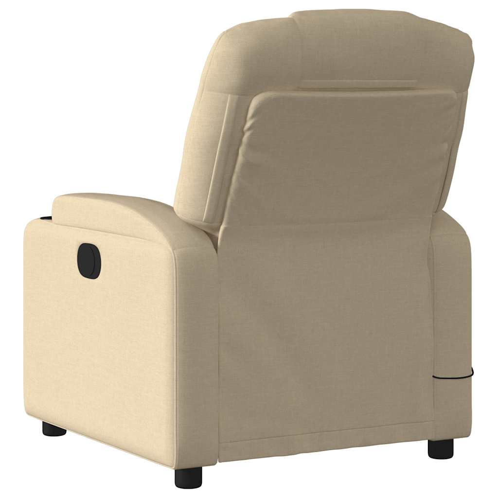 vidaXL Fotoliu rabatabil de masaj, crem, material textil