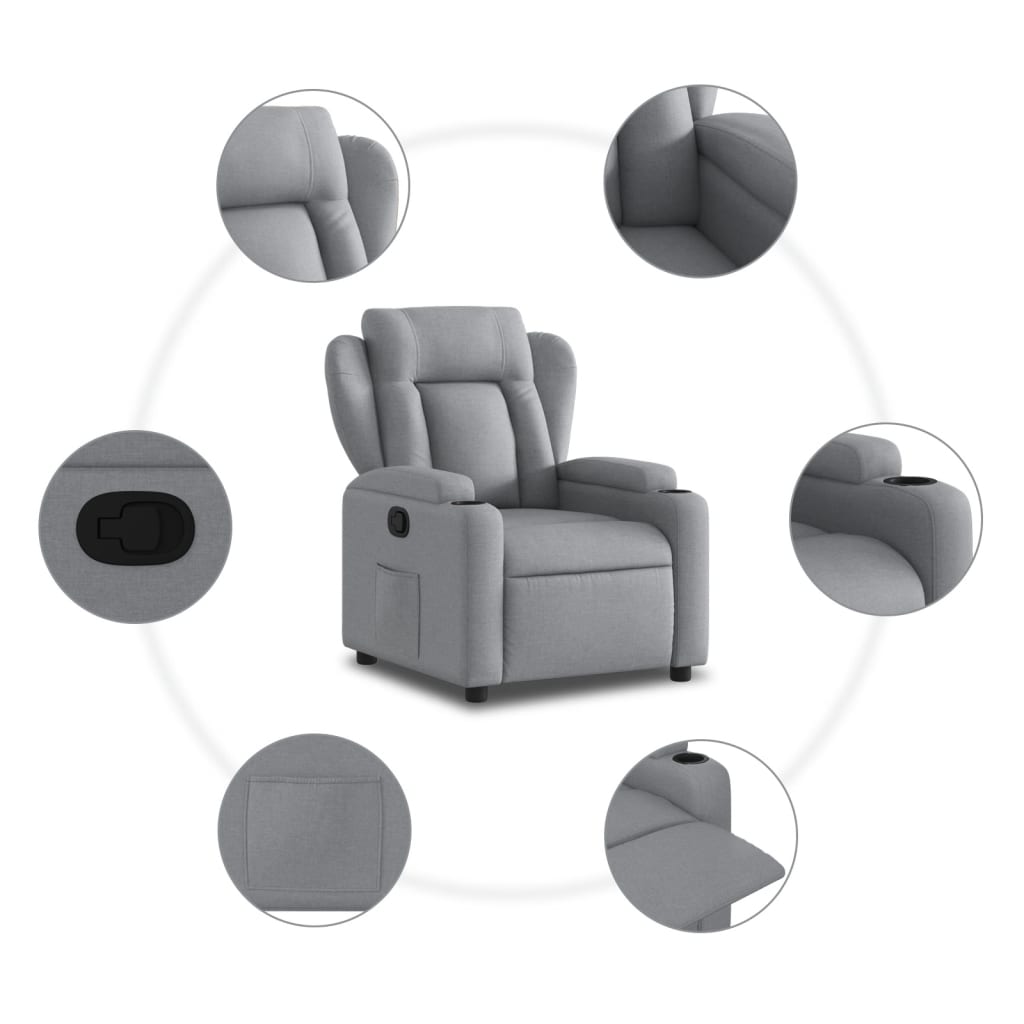 vidaXL Fotoliu rabatabil, gri deschis, material textil