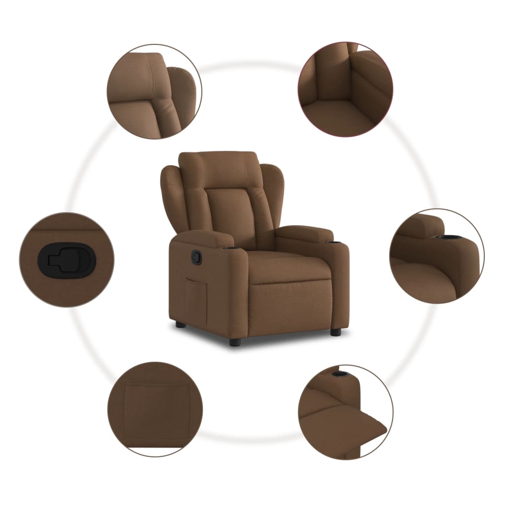 vidaXL Fotoliu rabatabil, maro, material textil