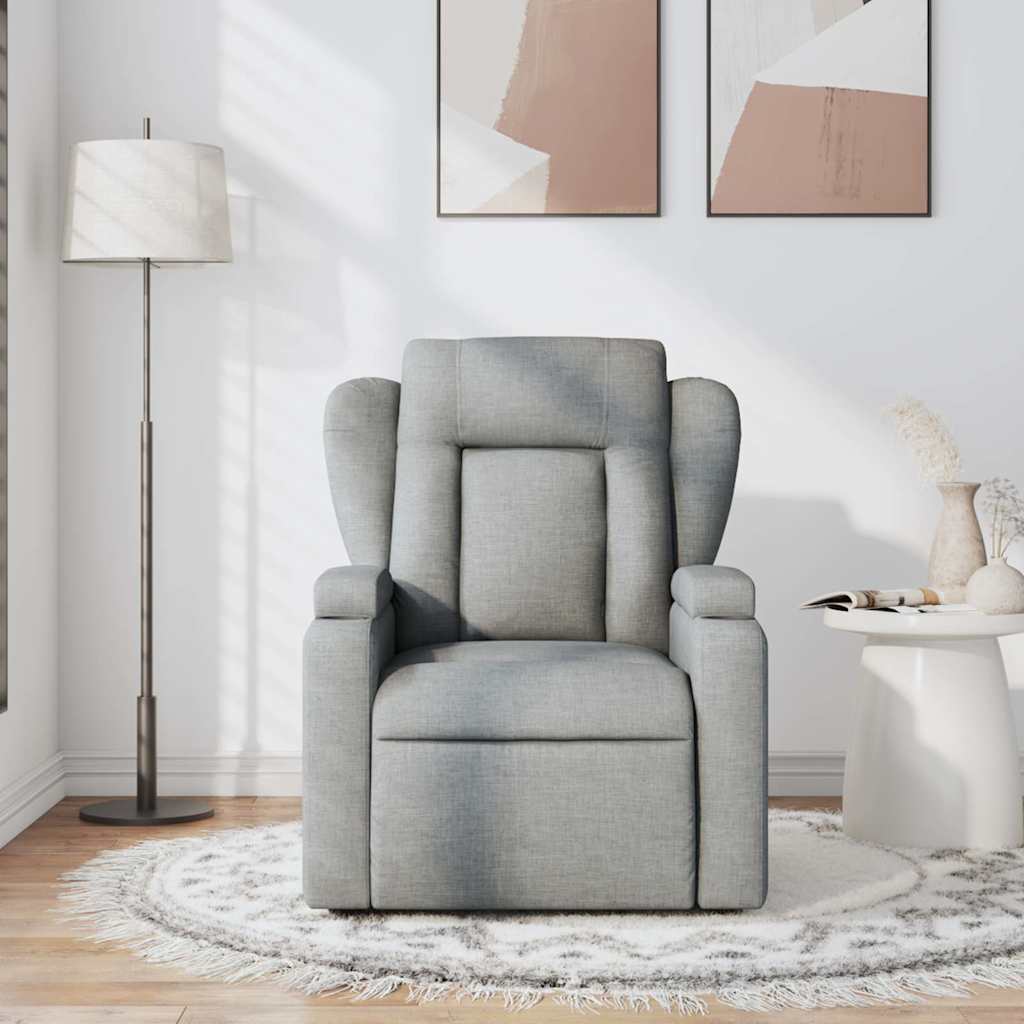 vidaXL Fotoliu de masaj rabatabil, gri deschis, textil vidaXL Fotoliu de masaj rabatabil, gri deschis, textil