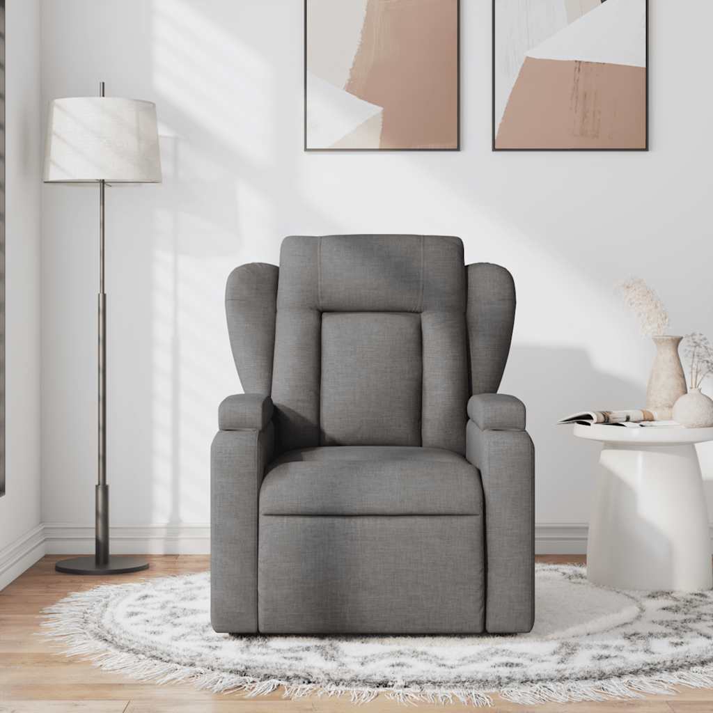 vidaXL Fotoliu de masaj rabatabil, gri închis, material textil vidaXL Fotoliu de masaj rabatabil, gri închis, material textil
