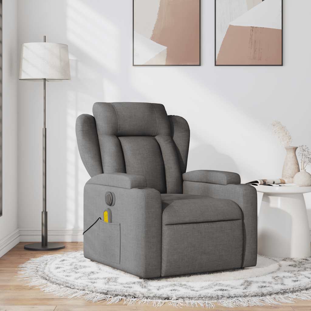 vidaXL Fotoliu de masaj rabatabil, gri închis, material textil vidaXL Fotoliu de masaj rabatabil, gri închis, material textil