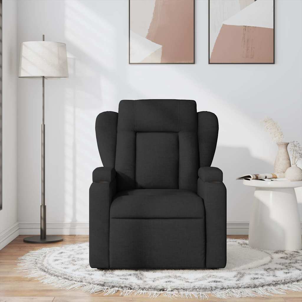 vidaXL Fotoliu de masaj rabatabil, negru, material textil vidaXL Fotoliu de masaj rabatabil, negru, material textil