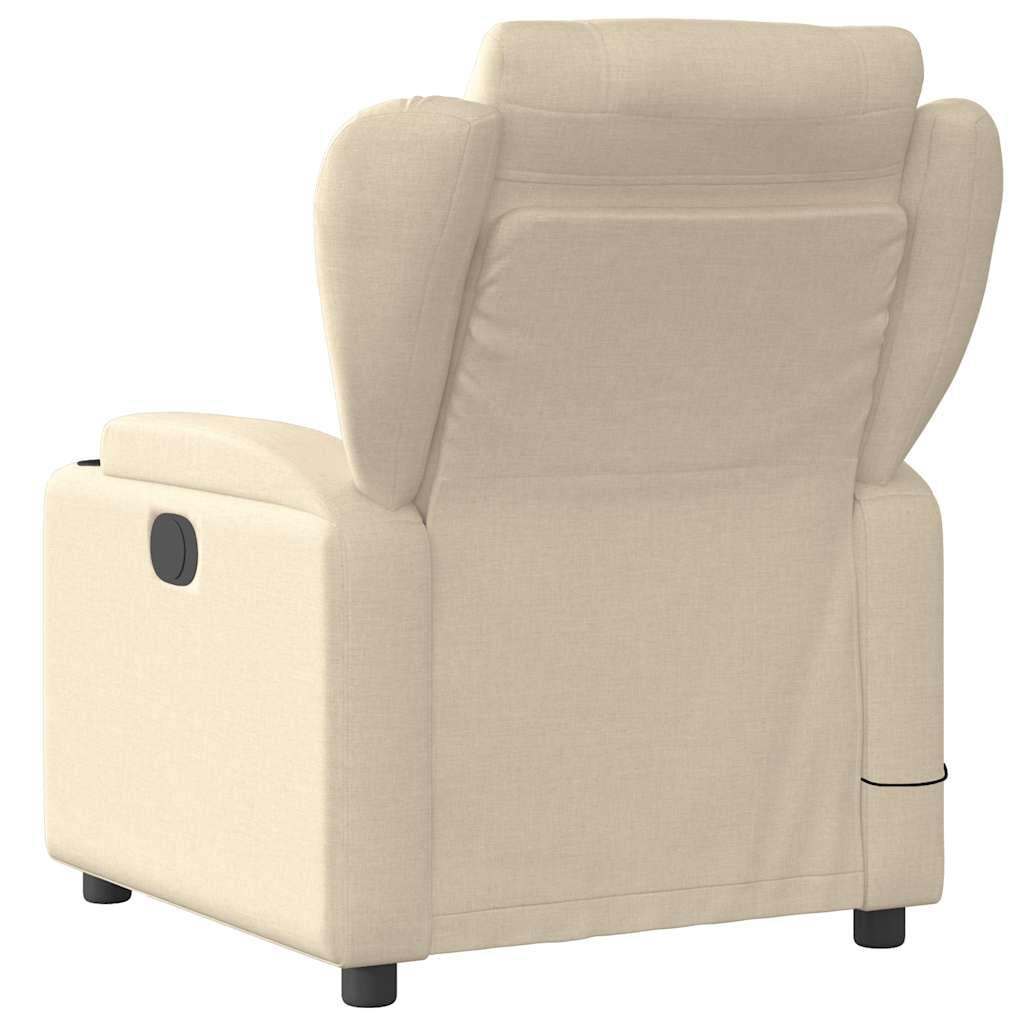 vidaXL Fotoliu rabatabil de masaj, crem, material textil