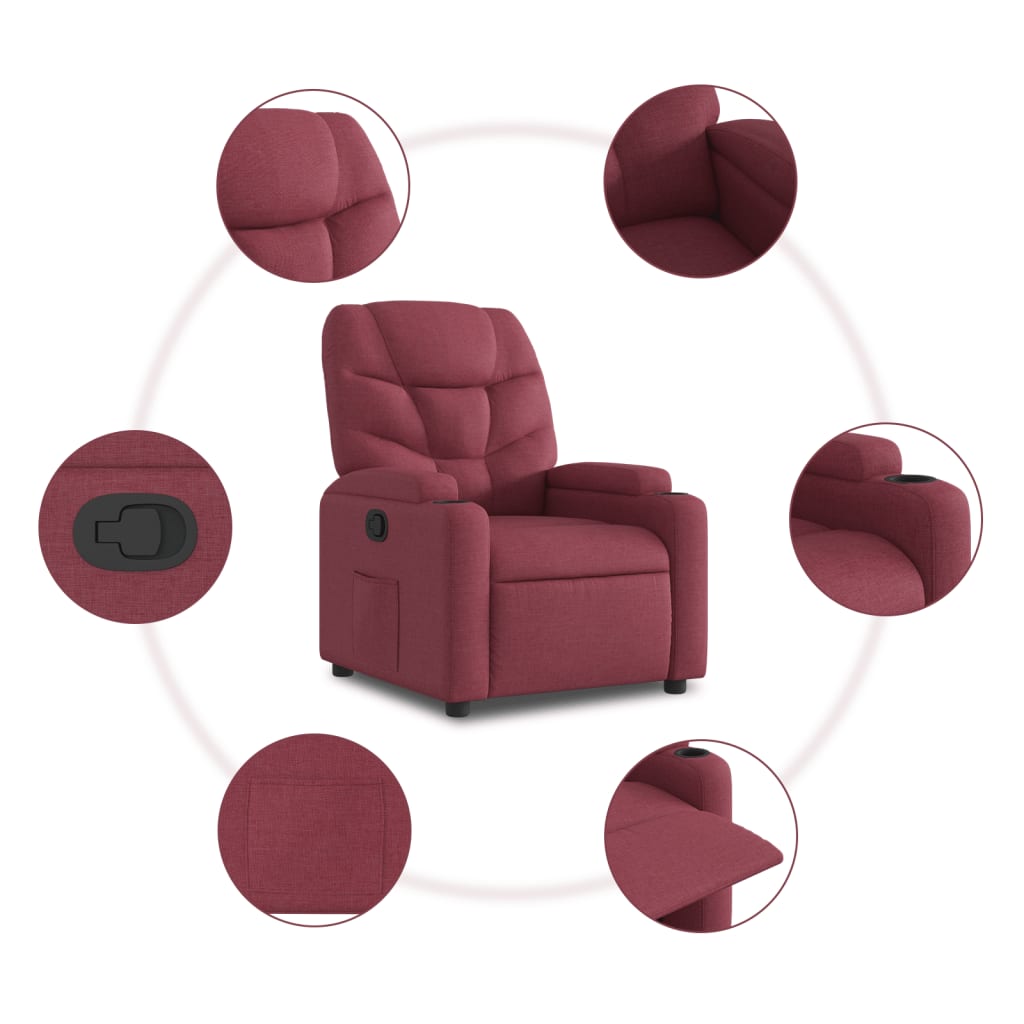 vidaXL Fotoliu rabatabil, roșu vin, material textil vidaXL Fotoliu rabatabil, roșu vin, material textil