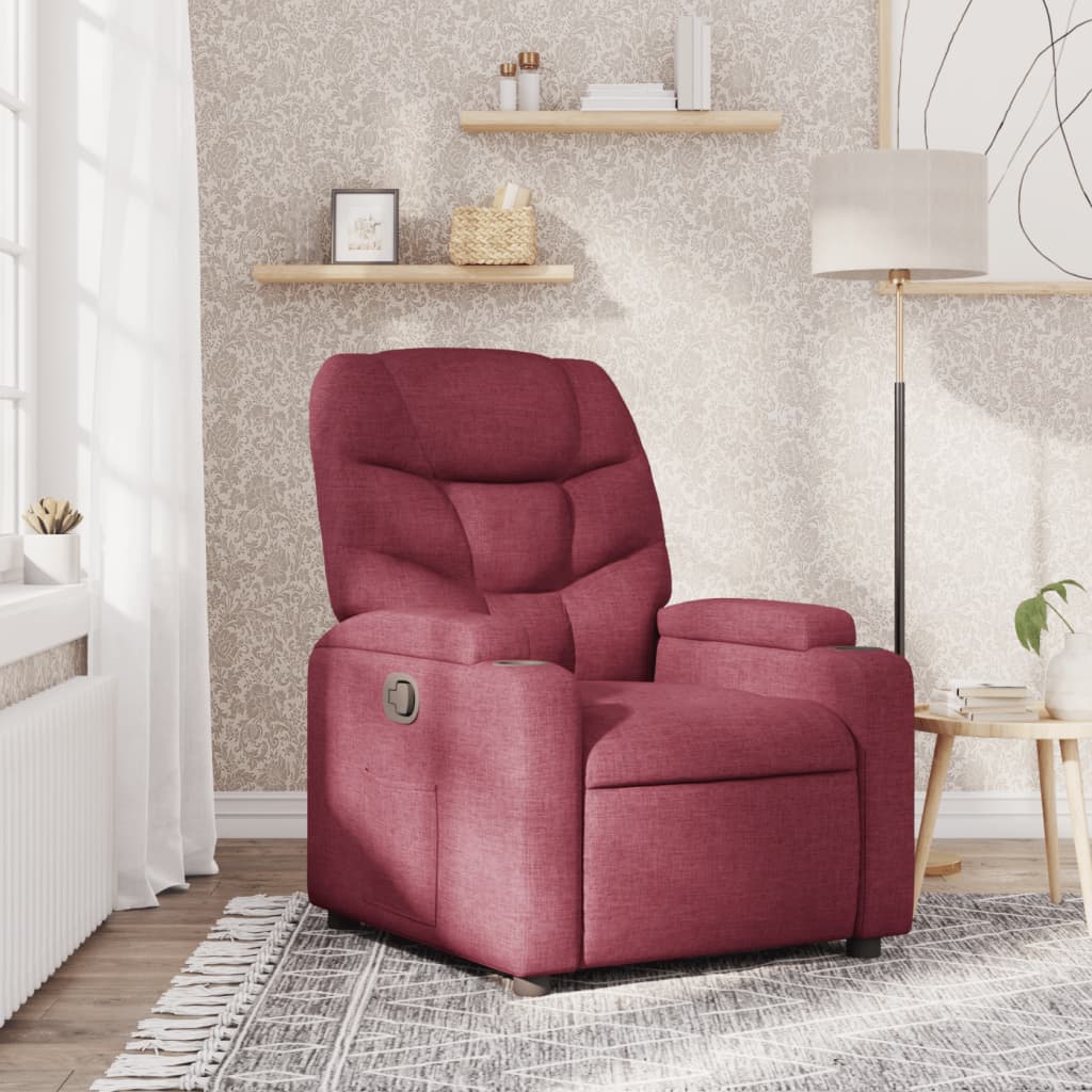 vidaXL Fotoliu rabatabil, roșu vin, material textil vidaXL Fotoliu rabatabil, roșu vin, material textil