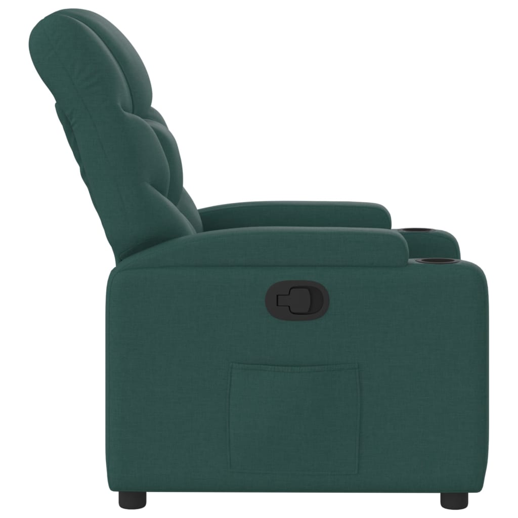 vidaXL Fotoliu rabatabil, verde închis, material textil vidaXL Fotoliu rabatabil, verde închis, material textil