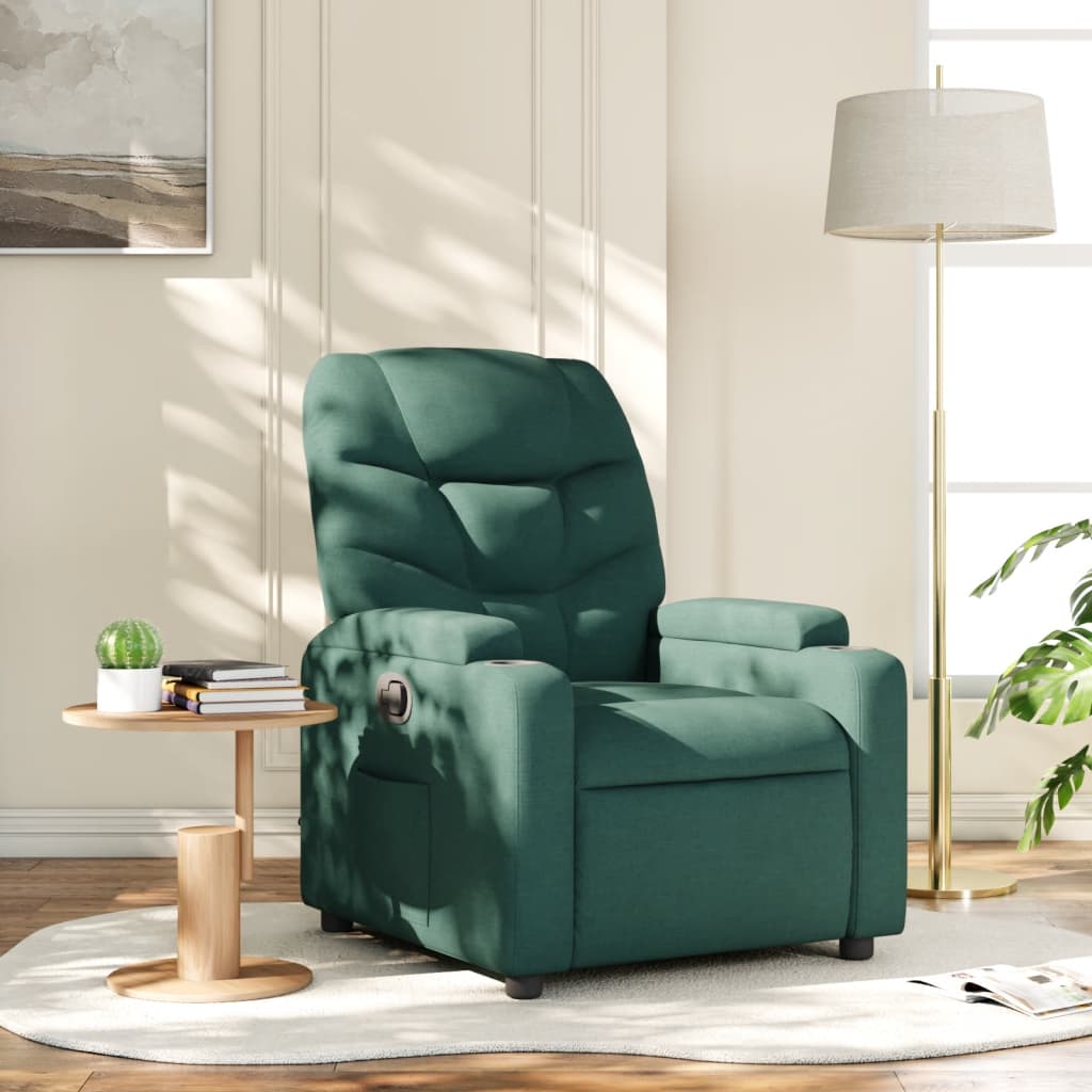 vidaXL Fotoliu rabatabil, verde închis, material textil vidaXL Fotoliu rabatabil, verde închis, material textil