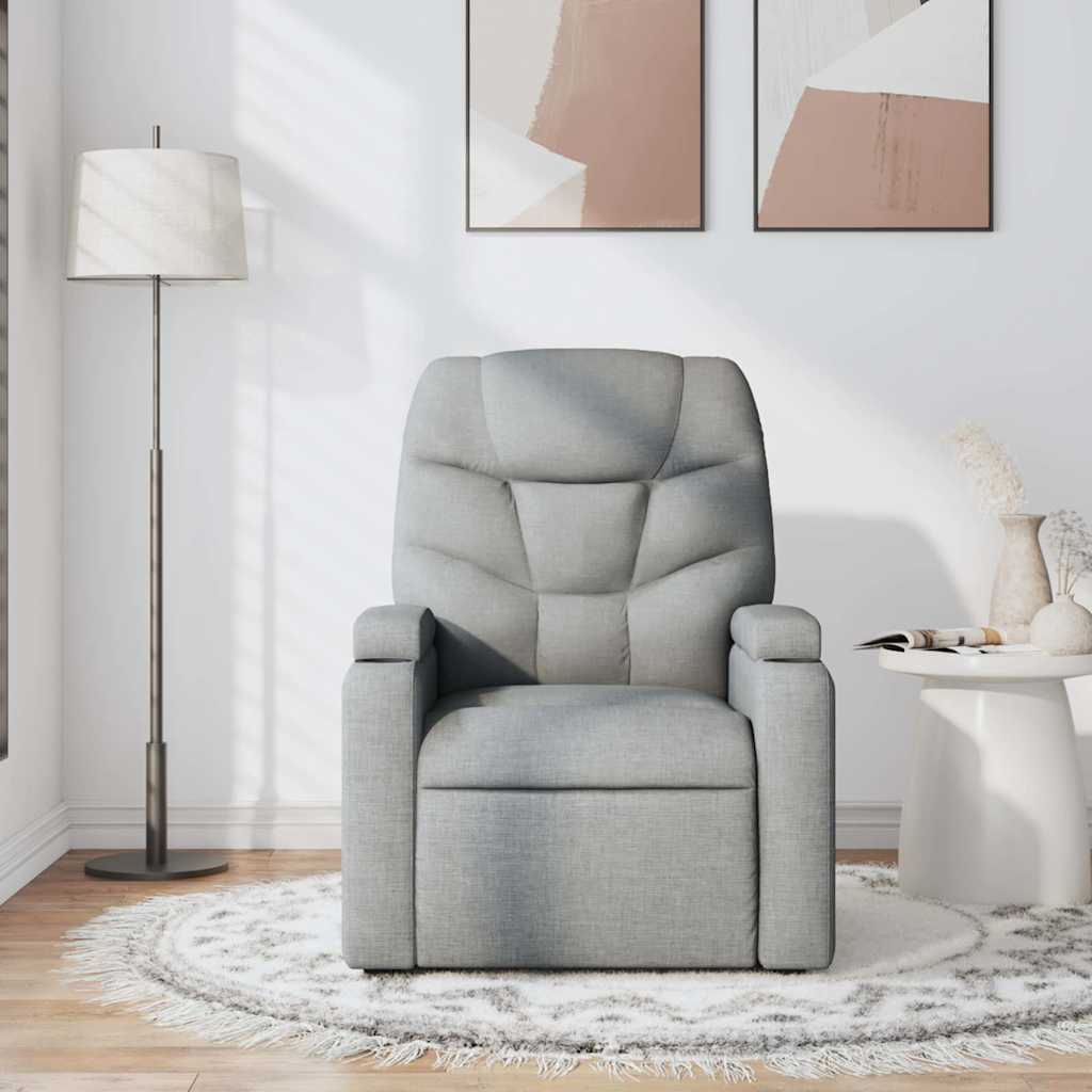 vidaXL Fotoliu de masaj rabatabil, gri deschis, textil