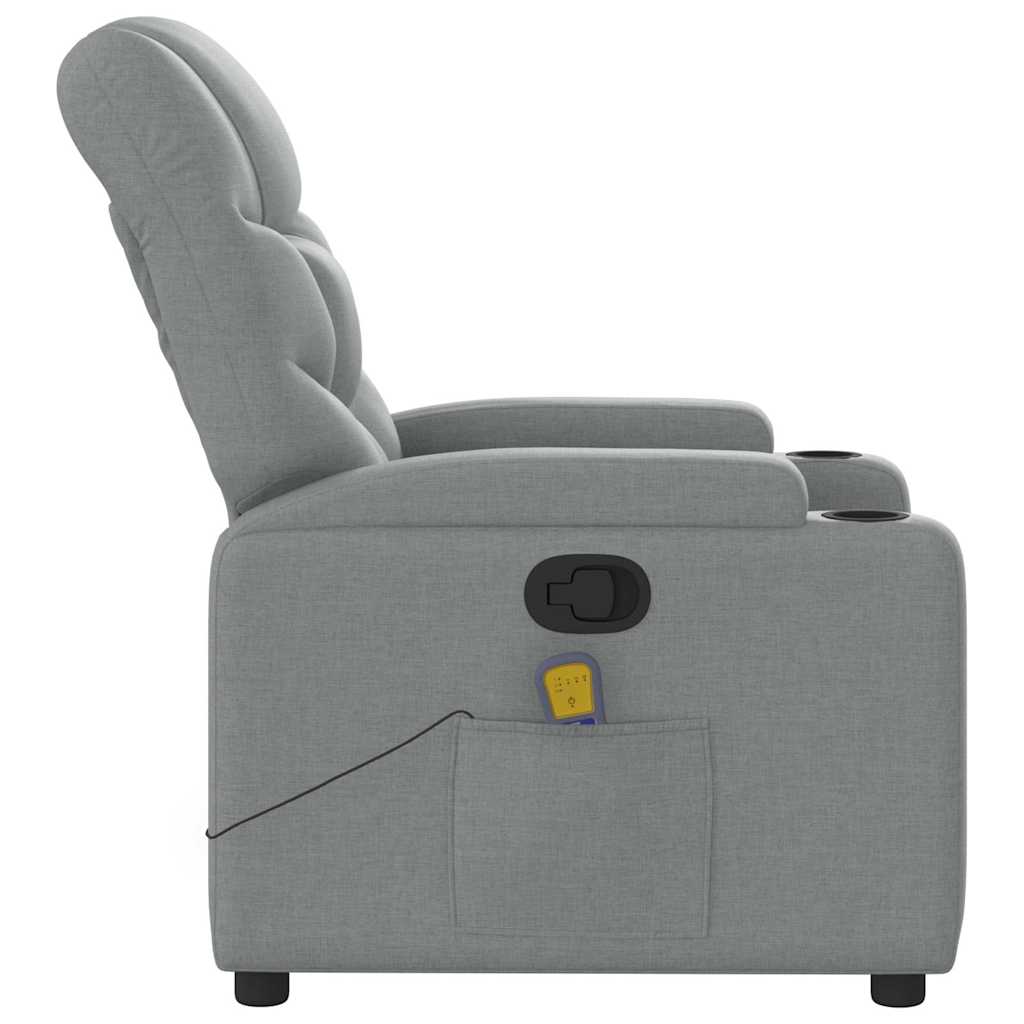 vidaXL Fotoliu de masaj rabatabil, gri deschis, textil