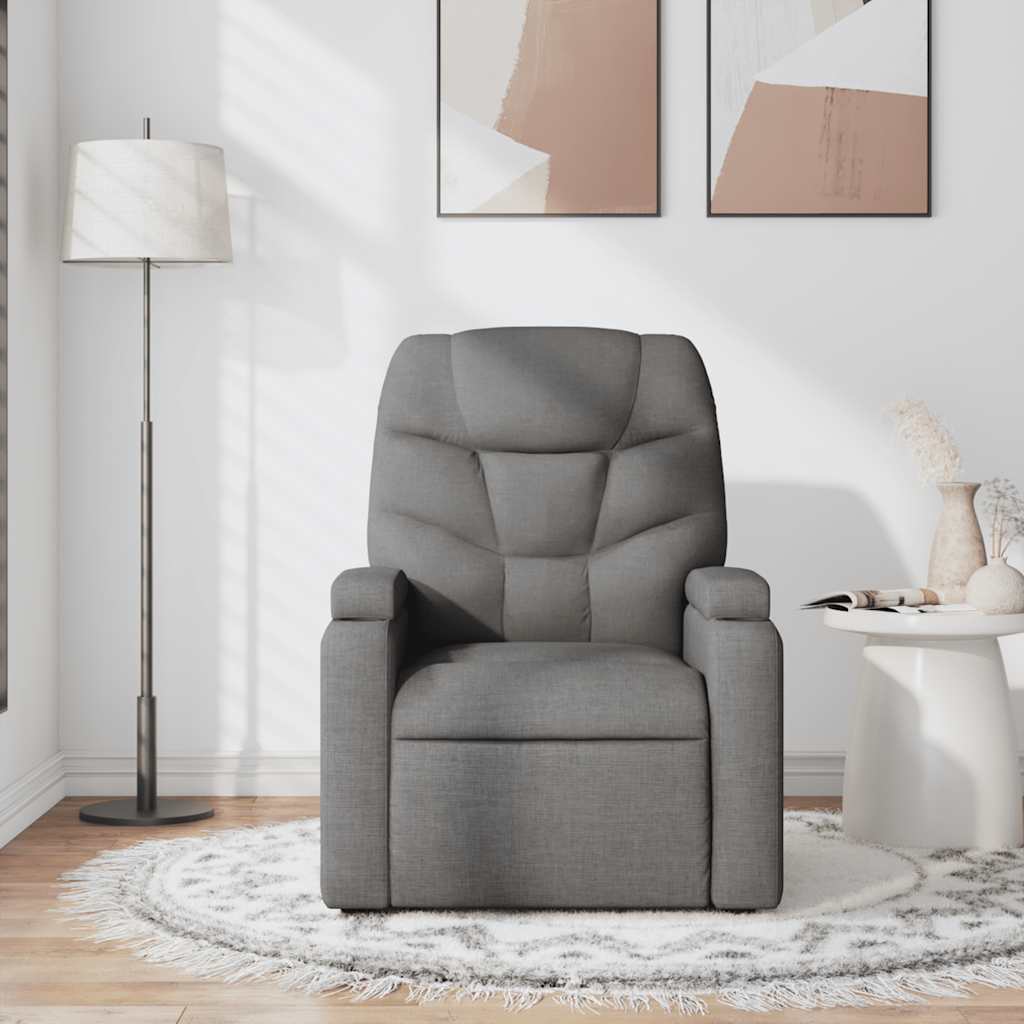 vidaXL Fotoliu de masaj rabatabil, gri închis, material textil