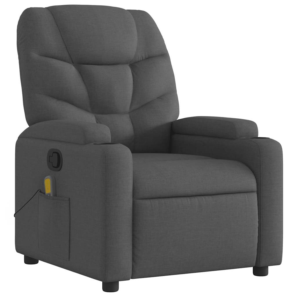 vidaXL Fotoliu de masaj rabatabil, gri închis, material textil