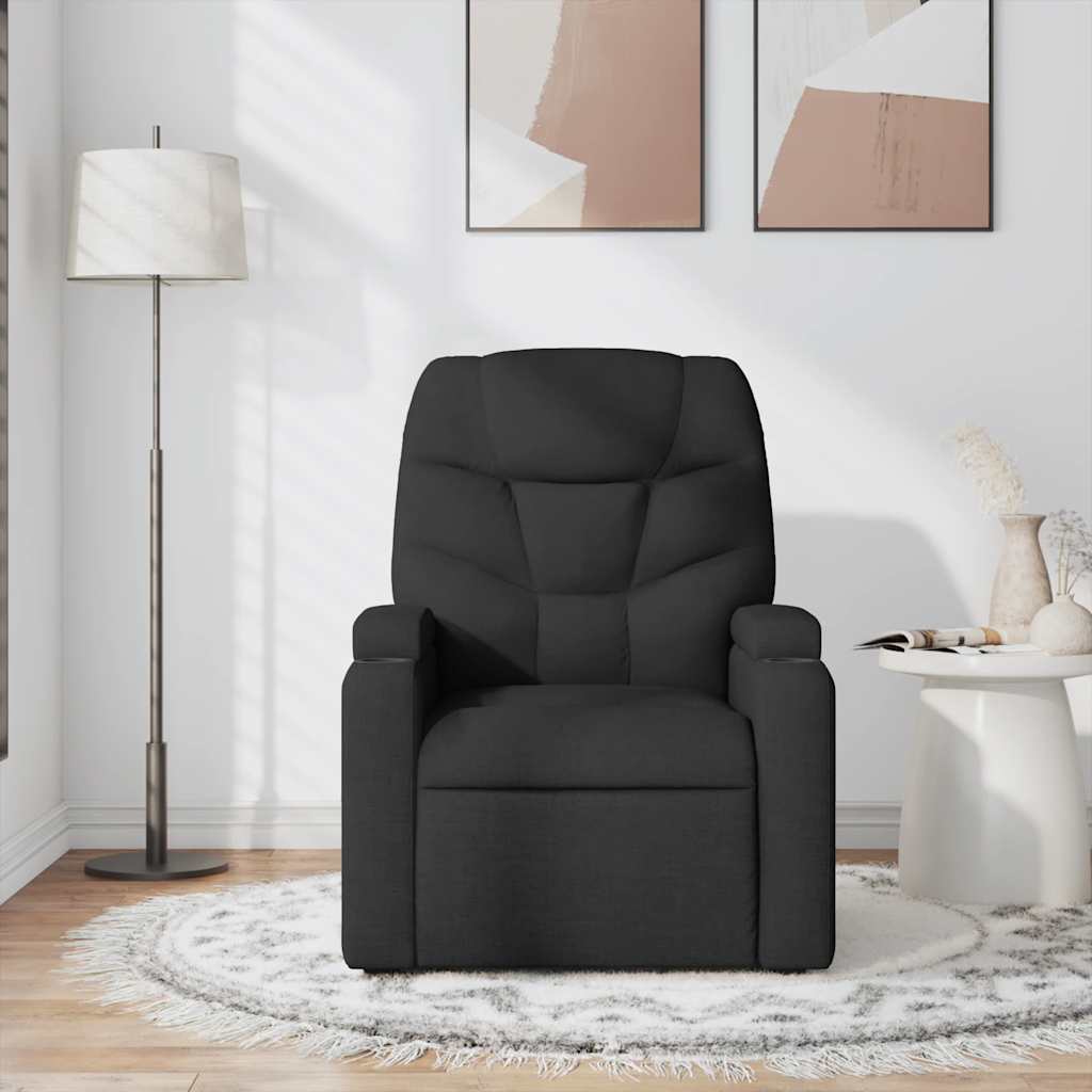 vidaXL Fotoliu de masaj rabatabil, negru, material textil vidaXL Fotoliu de masaj rabatabil, negru, material textil
