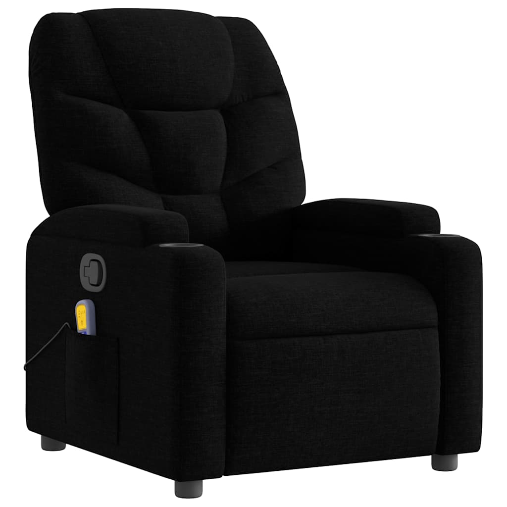 vidaXL Fotoliu de masaj rabatabil, negru, material textil vidaXL Fotoliu de masaj rabatabil, negru, material textil