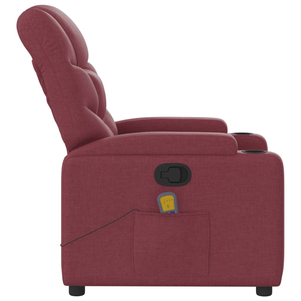 vidaXL Fotoliu de masaj rabatabil, roșu vin, material textil vidaXL Fotoliu de masaj rabatabil, roșu vin, material textil