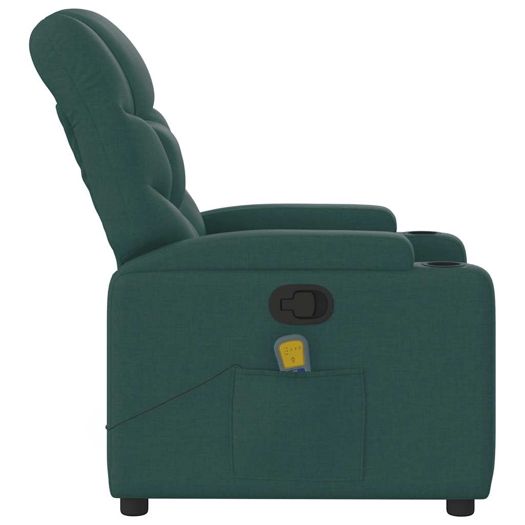 vidaXL Fotoliu de masaj rabatabil, verde închis, material textil vidaXL Fotoliu de masaj rabatabil, verde închis, material textil