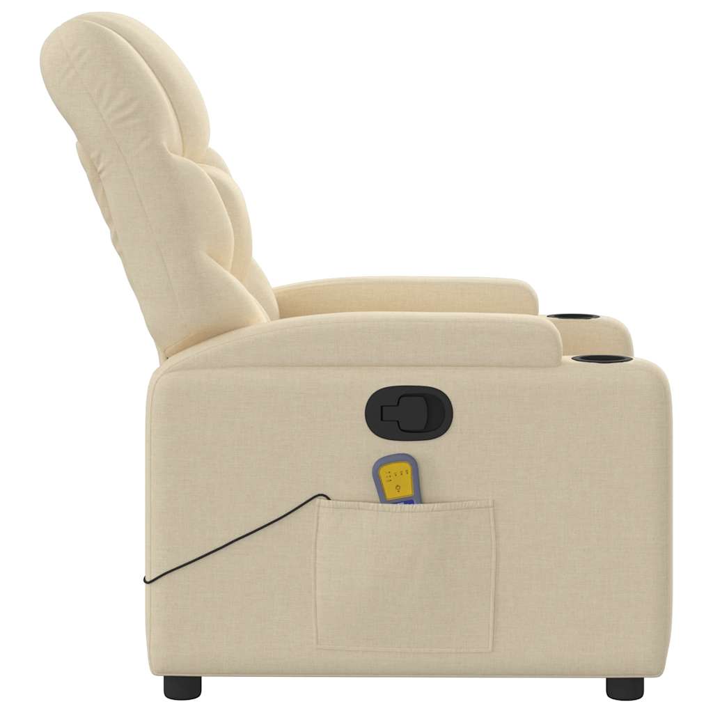 vidaXL Fotoliu rabatabil de masaj, crem, material textil