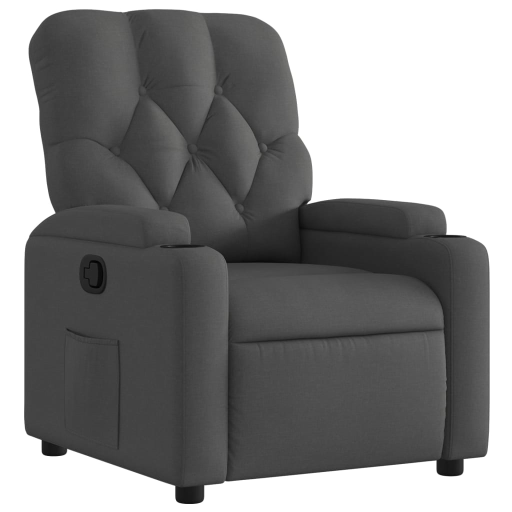 vidaXL Fotoliu rabatabil, gri închis, material textil