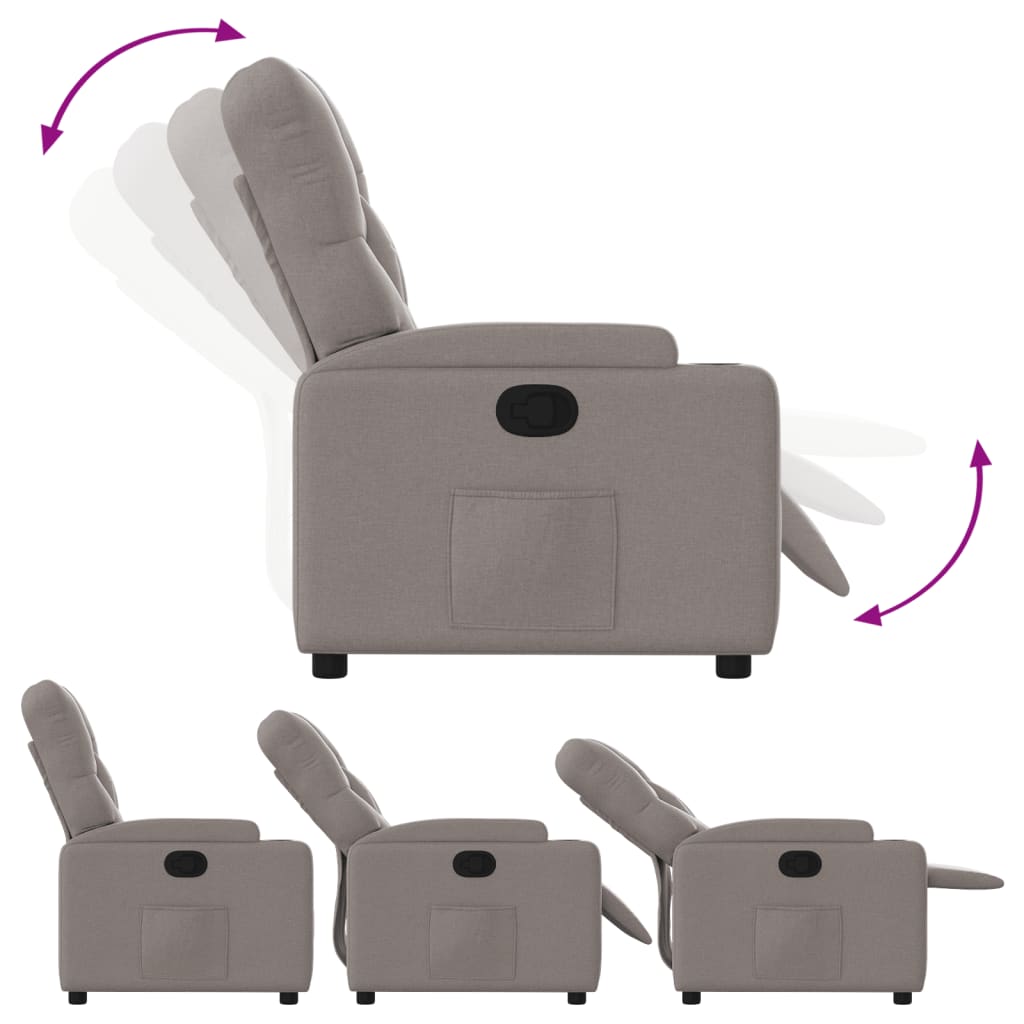 vidaXL Fotoliu rabatabil, gri taupe, material textil