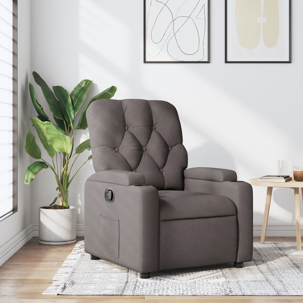 vidaXL Fotoliu rabatabil, gri taupe, material textil
