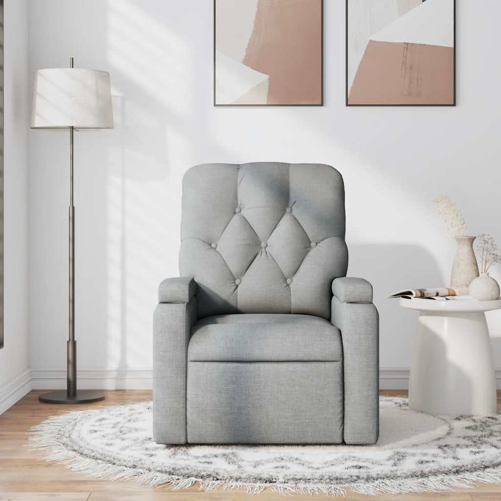 vidaXL Fotoliu de masaj rabatabil, gri deschis, textil