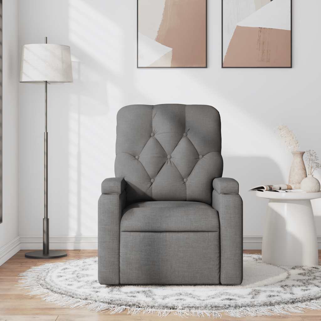 vidaXL Fotoliu de masaj rabatabil, gri închis, material textil
