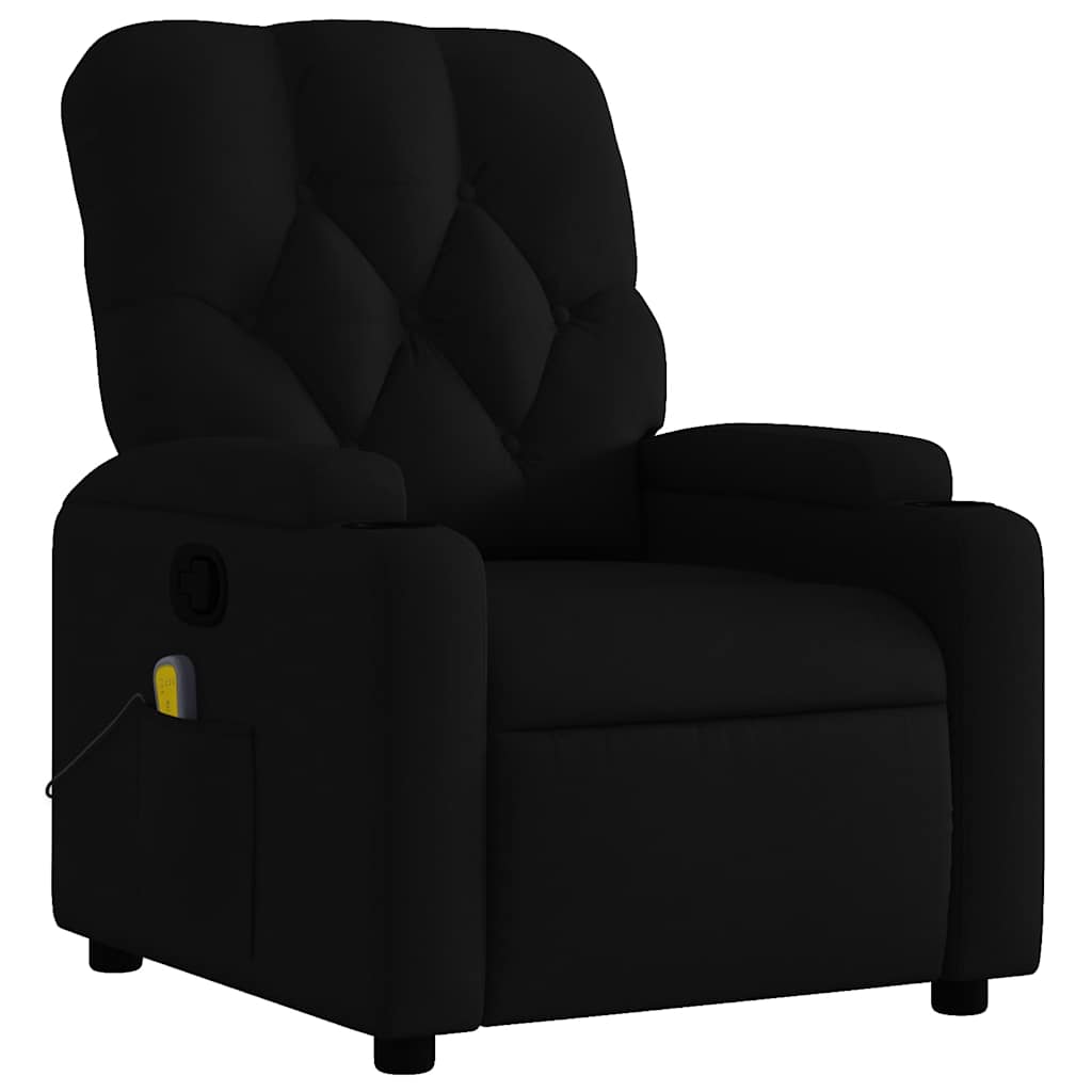 vidaXL Fotoliu de masaj rabatabil, negru, material textil vidaXL Fotoliu de masaj rabatabil, negru, material textil