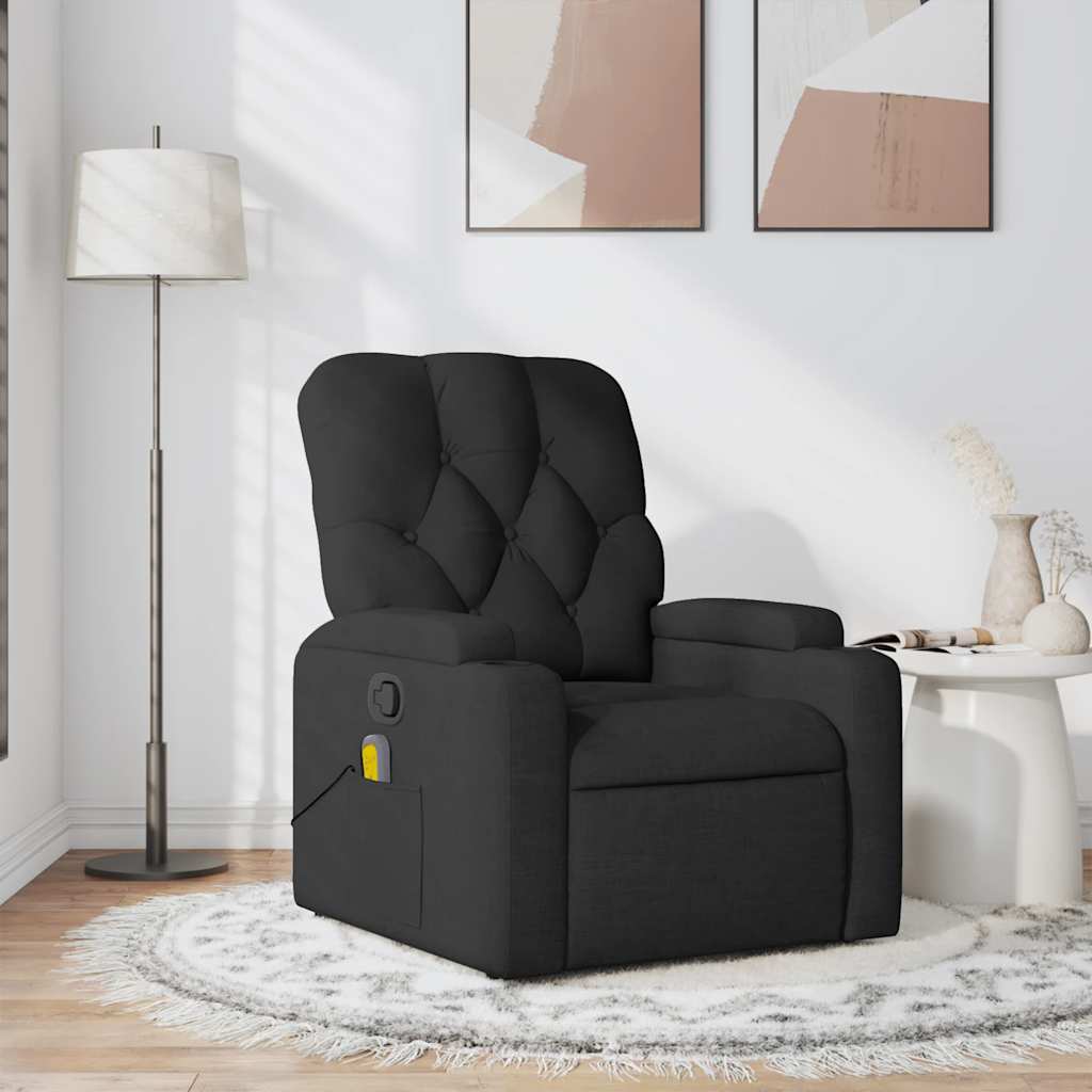 vidaXL Fotoliu de masaj rabatabil, negru, material textil vidaXL Fotoliu de masaj rabatabil, negru, material textil