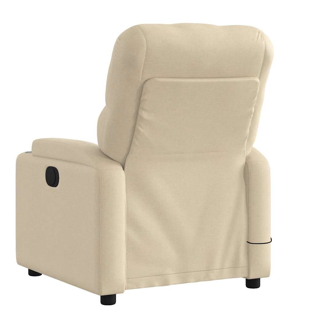 vidaXL Fotoliu rabatabil de masaj, crem, material textil