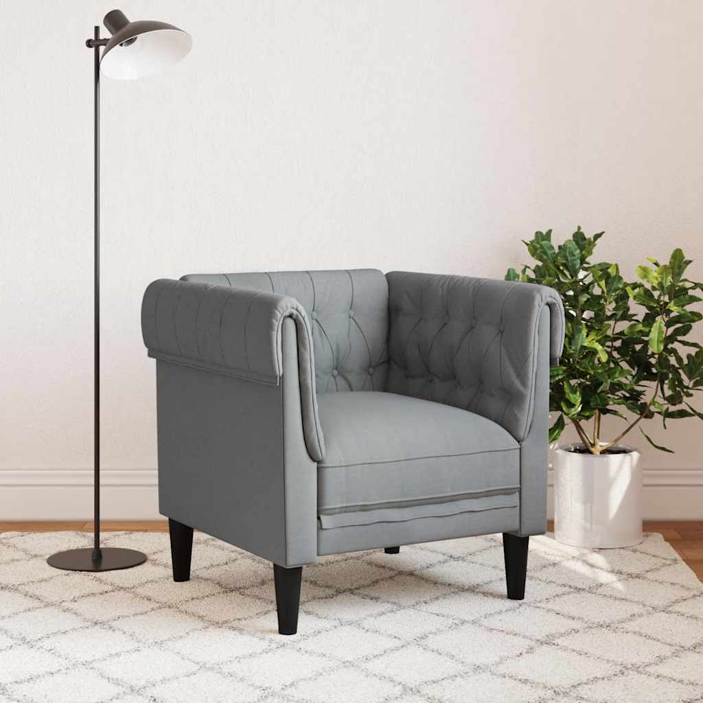 vidaXL Fotoliu Chesterfield gri deschis, material textil