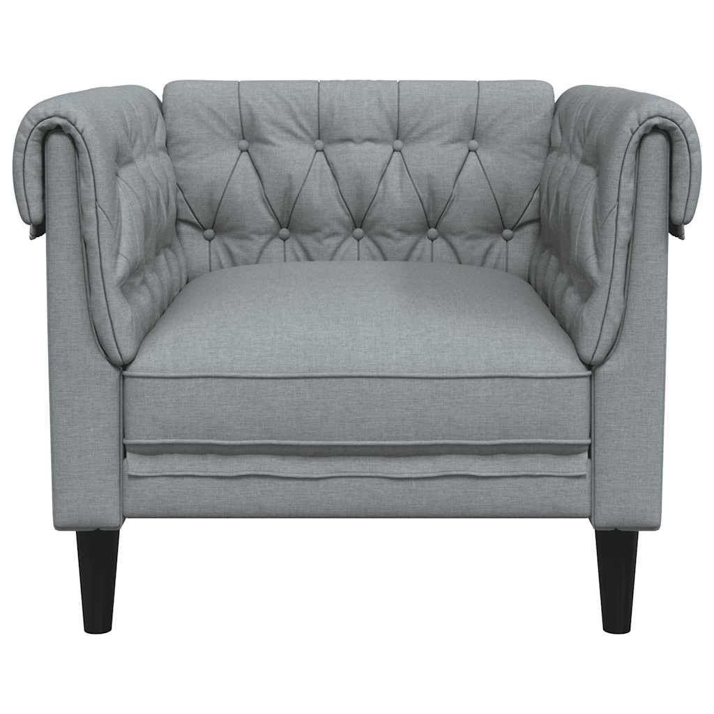 vidaXL Fotoliu Chesterfield gri deschis, material textil