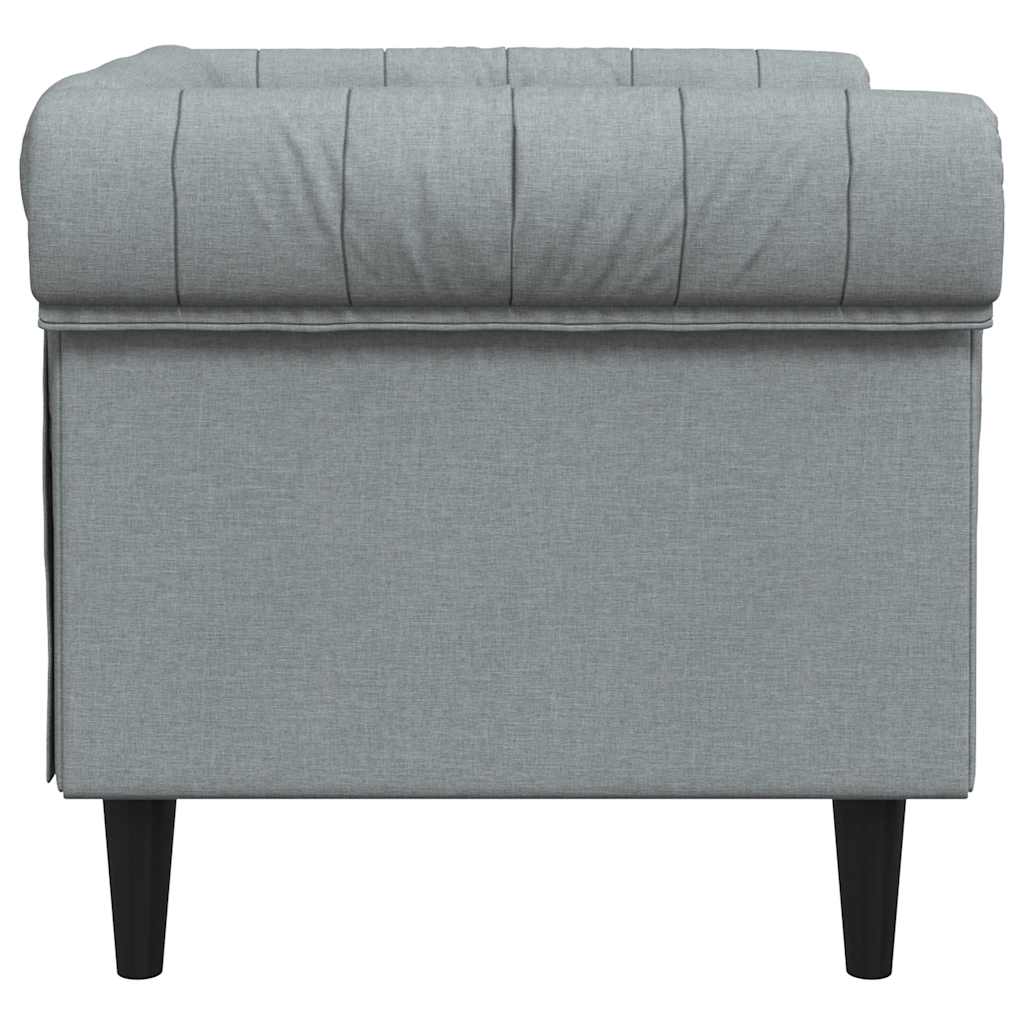 vidaXL Fotoliu Chesterfield gri deschis, material textil