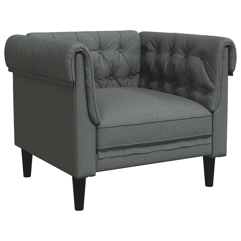 vidaXL Fotoliu Chesterfield gri închis, material textil