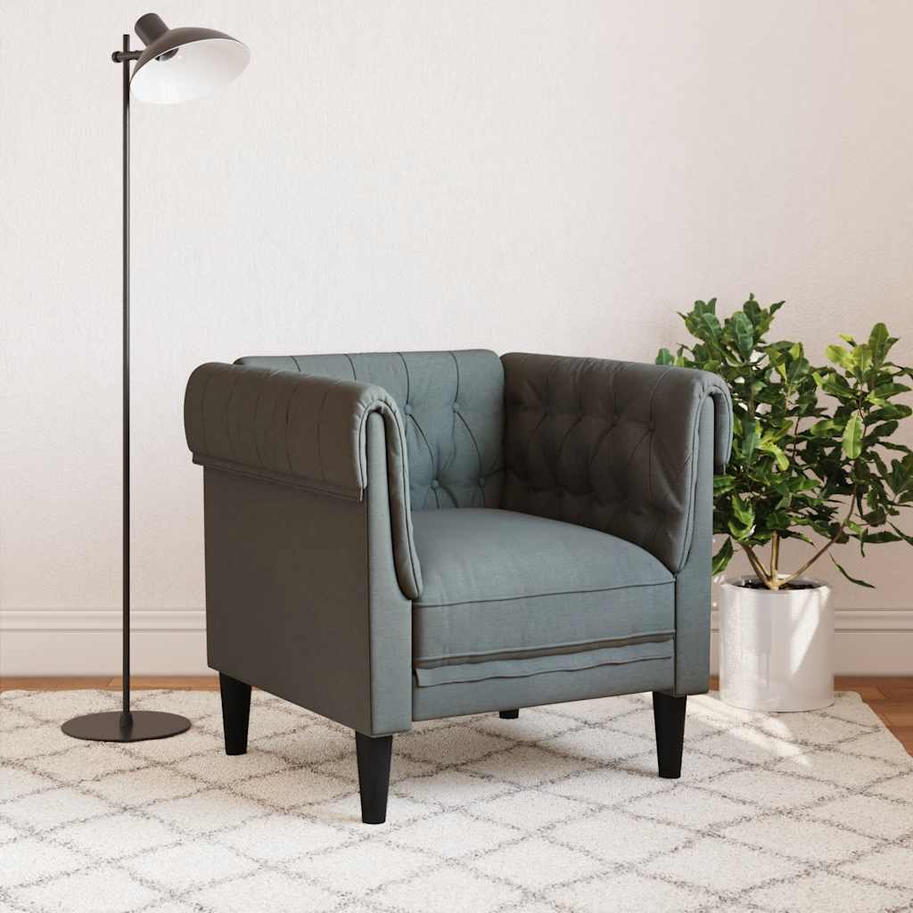 vidaXL Fotoliu Chesterfield gri închis, material textil