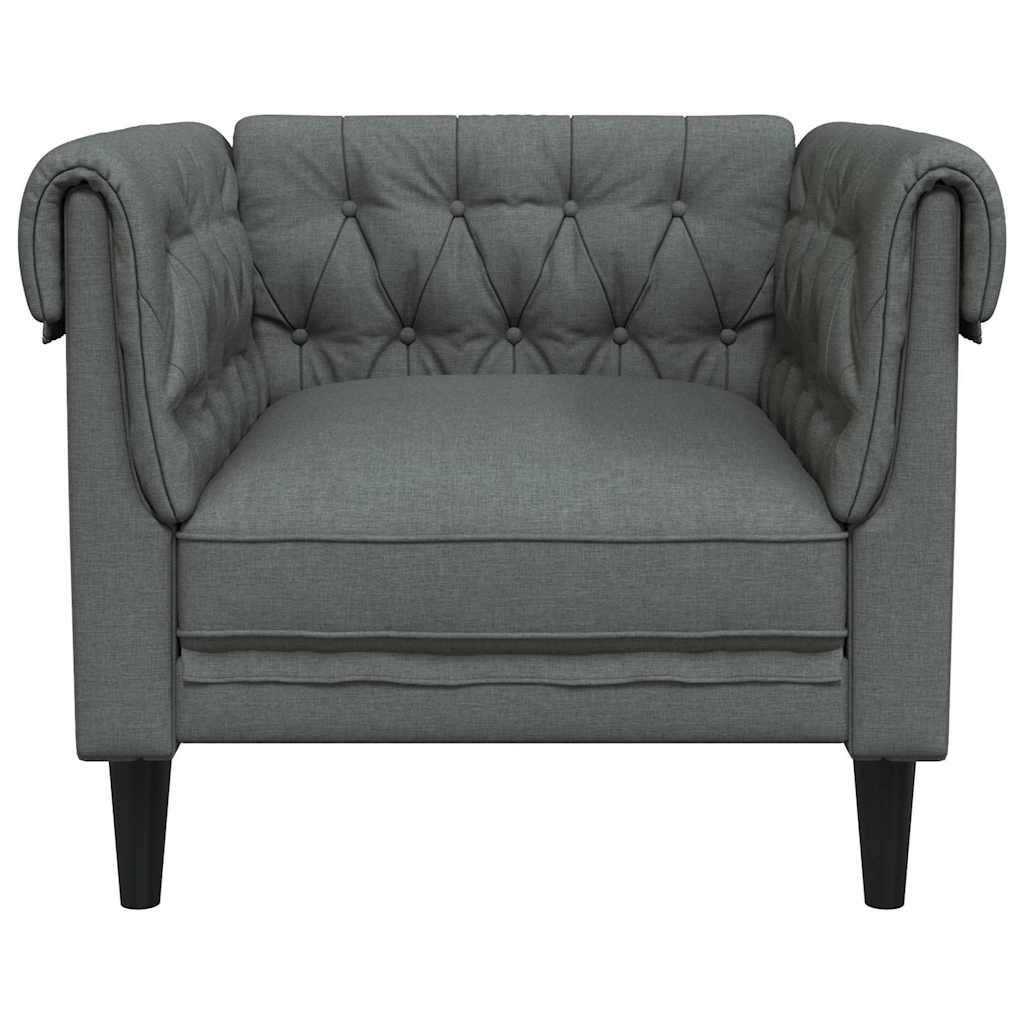 vidaXL Fotoliu Chesterfield gri închis, material textil